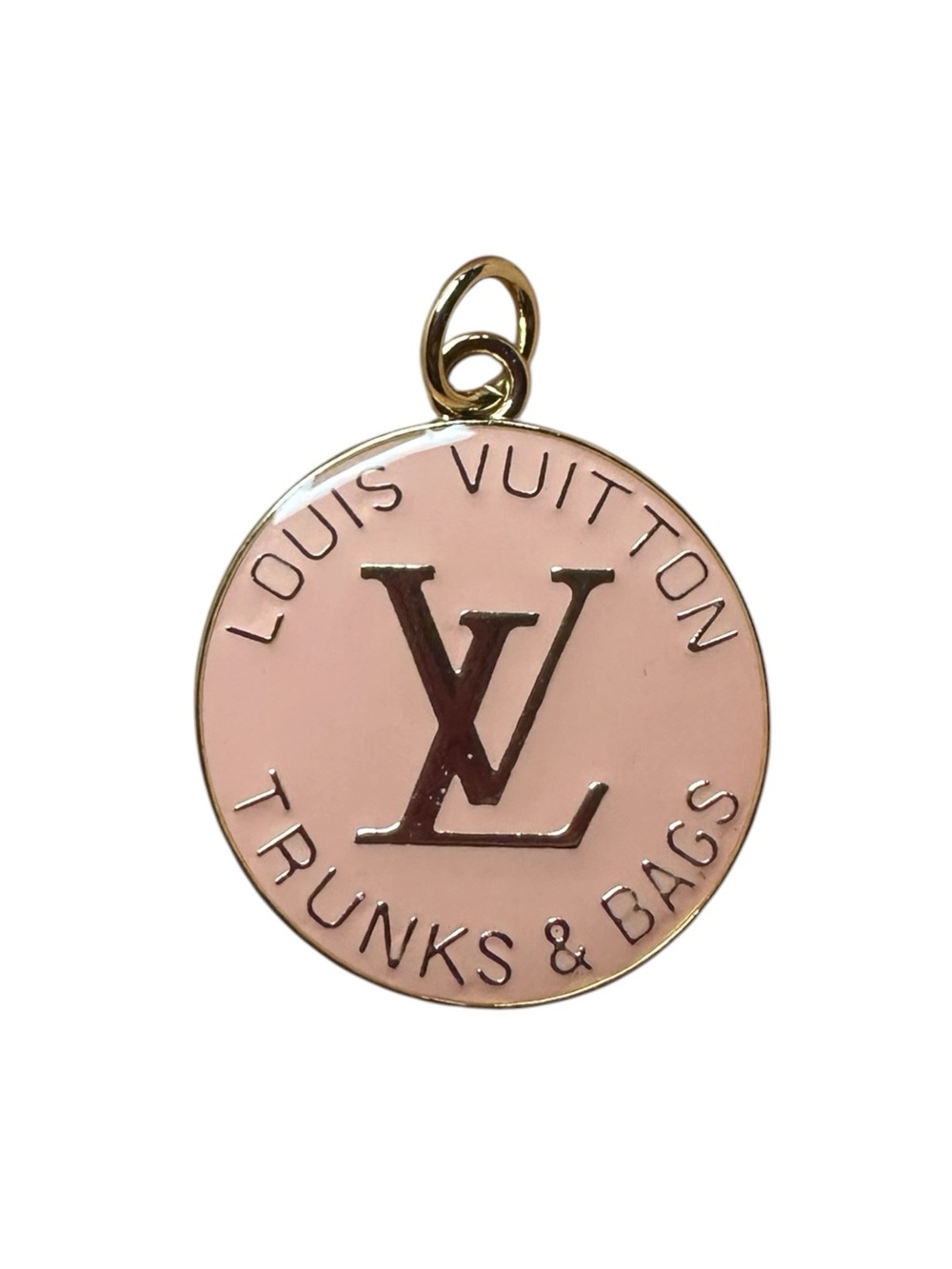 Louis Vuitton Light Pink and Gold Trunks and Bags Round Logo Charm